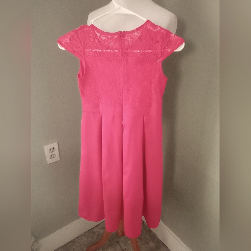 Pink Lace Satin Sleeveless Dress for Weddings Size 8 Girl's